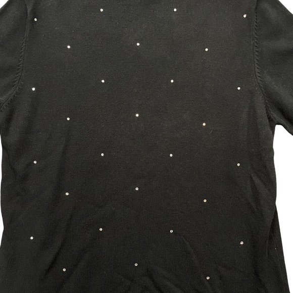 Christine Alexander Medium TurtleNeck Sweater Jewelled Black Cotton Blend Soft - Picture 2 of 5